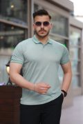 Erkek Yakalı Kagi Kumaş Kısa Kollu T-shirt resmi